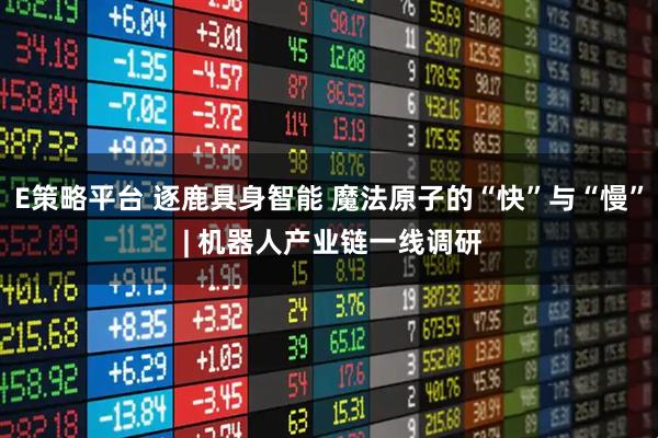 E策略平台 逐鹿具身智能 魔法原子的“快”与“慢” | 机器人产业链一线调研