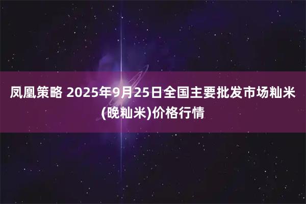 凤凰策略 2025年9月25日全国主要批发市场籼米(晚籼米)价格行情