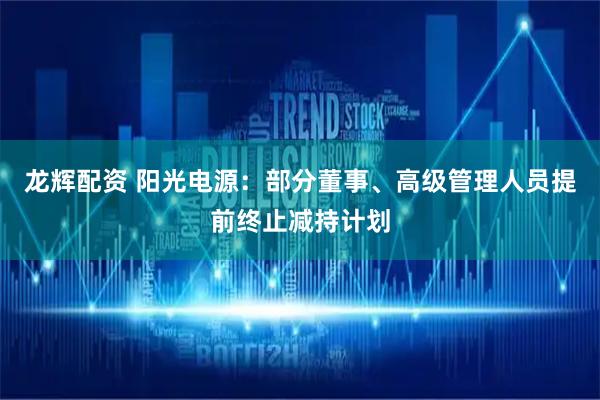 龙辉配资 阳光电源：部分董事、高级管理人员提前终止减持计划