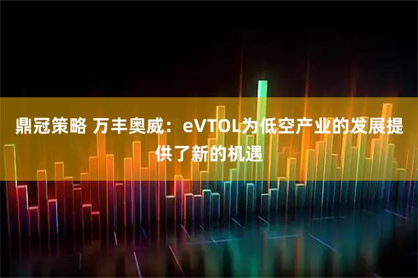 鼎冠策略 万丰奥威：eVTOL为低空产业的发展提供了新的机遇