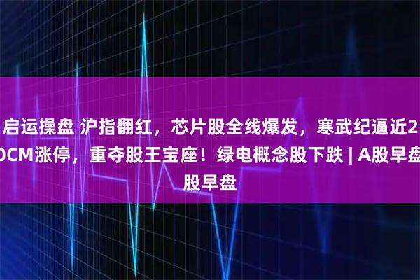 启运操盘 沪指翻红，芯片股全线爆发，寒武纪逼近20CM涨停，重夺股王宝座！绿电概念股下跌 | A股早盘